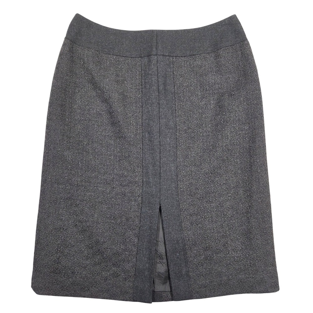 Ann Taylor Womens Charcoal Gray 100% Wool Pencil Skirt Front Slit Size 6 Career
